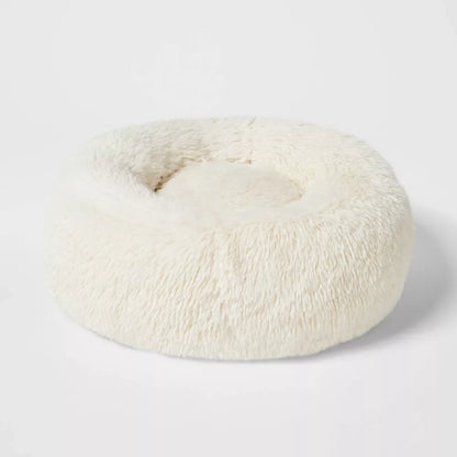 Cream Donut Bolster Small Dog Bed