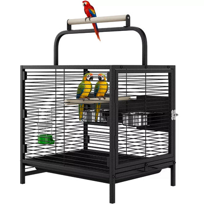 Rust-Resistant Steel Handheld Portable Travel Bird Cage for Small Parrots