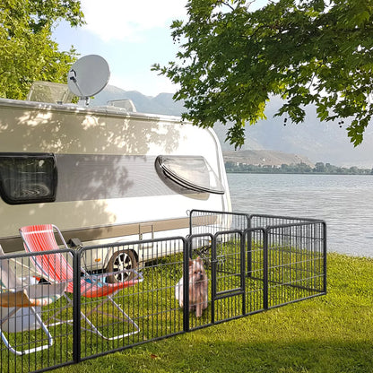 8-Panel 360° Adjustable Metal Indoor & Outdoor Pet Playpen