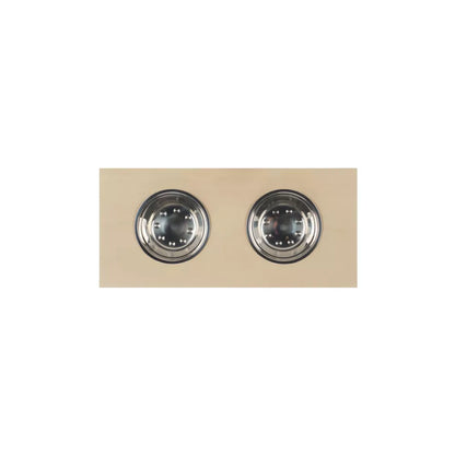 Natural Wood Double Elevated Pet Feeder with Removable Stainless Steel Bowls