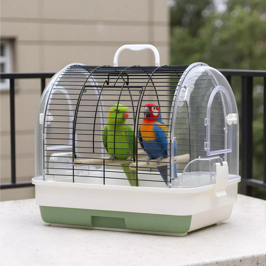 Transparent Dome Handheld Travel Bird Cage for Small & Medium Birds