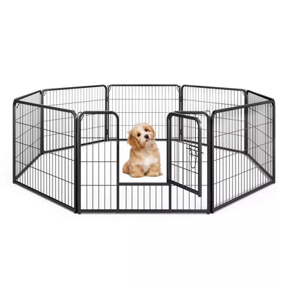 8-Panel 360° Adjustable Metal Indoor & Outdoor Pet Playpen