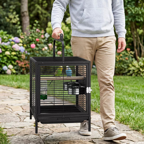 Rust-Resistant Steel Handheld Portable Travel Bird Cage for Small Parrots